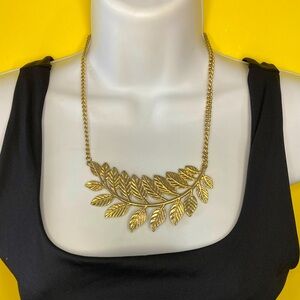Metal Leafy Statement Necklace